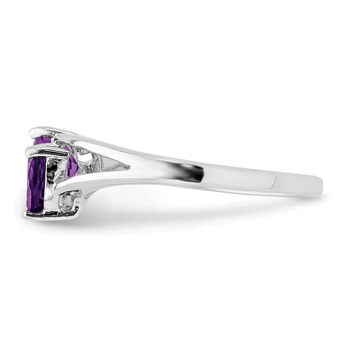 Rings Goldia Sterling Silver Rhodium Plated Diamond and Amethyst Heart Ring