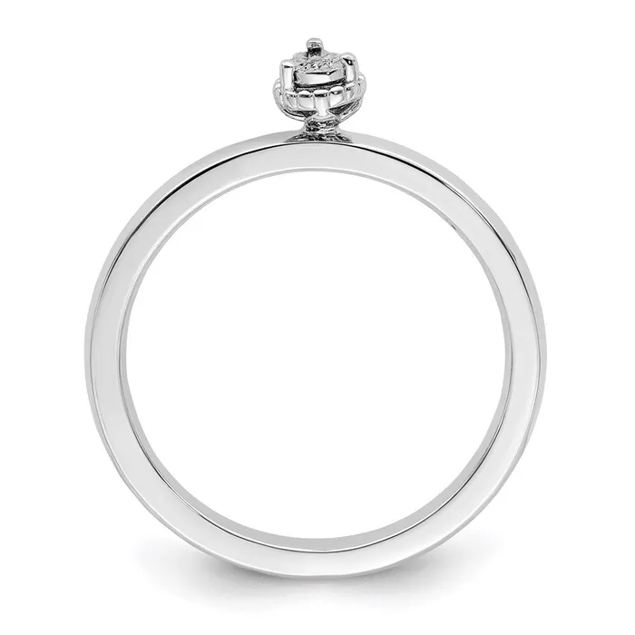 Rings Goldia Sterling Silver Rhodium Plated Polished Diamond Teardrop Shape Ring