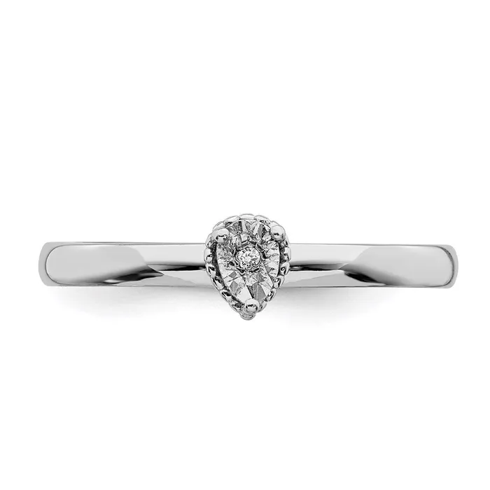 Rings Goldia Sterling Silver Rhodium Plated Polished Diamond Teardrop Shape Ring