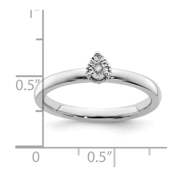 Rings Goldia Sterling Silver Rhodium Plated Polished Diamond Teardrop Shape Ring