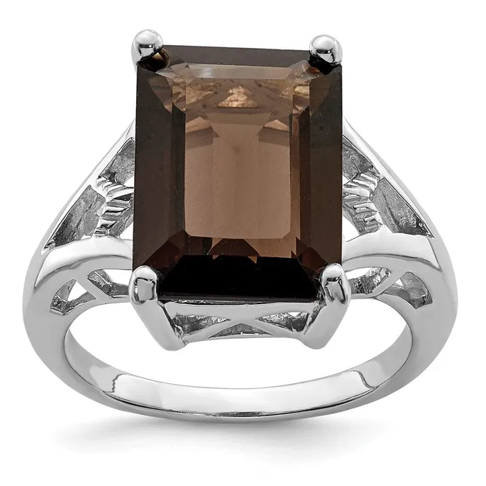 Rings Goldia Sterling Silver Rhodium Smoky Quartz Ring