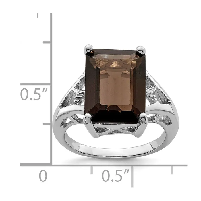 Rings Goldia Sterling Silver Rhodium Smoky Quartz Ring