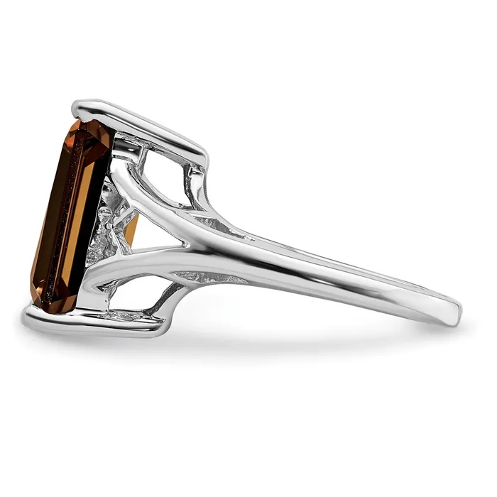 Rings Goldia Sterling Silver Rhodium Smoky Quartz Ring