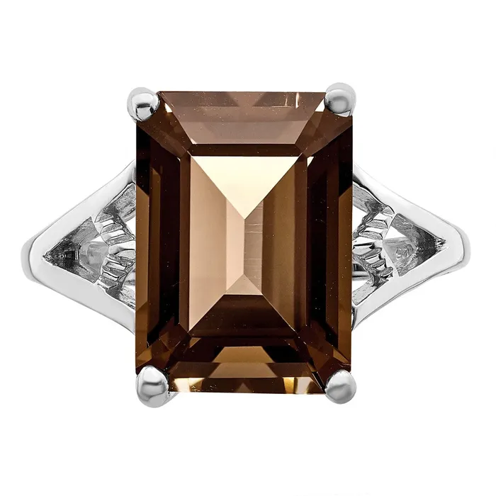 Rings Goldia Sterling Silver Rhodium Smoky Quartz Ring