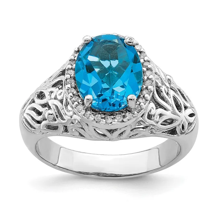 Rings Goldia Sterling Silver Rhodium Swiss Blue Topaz u0026 Diamond Ring