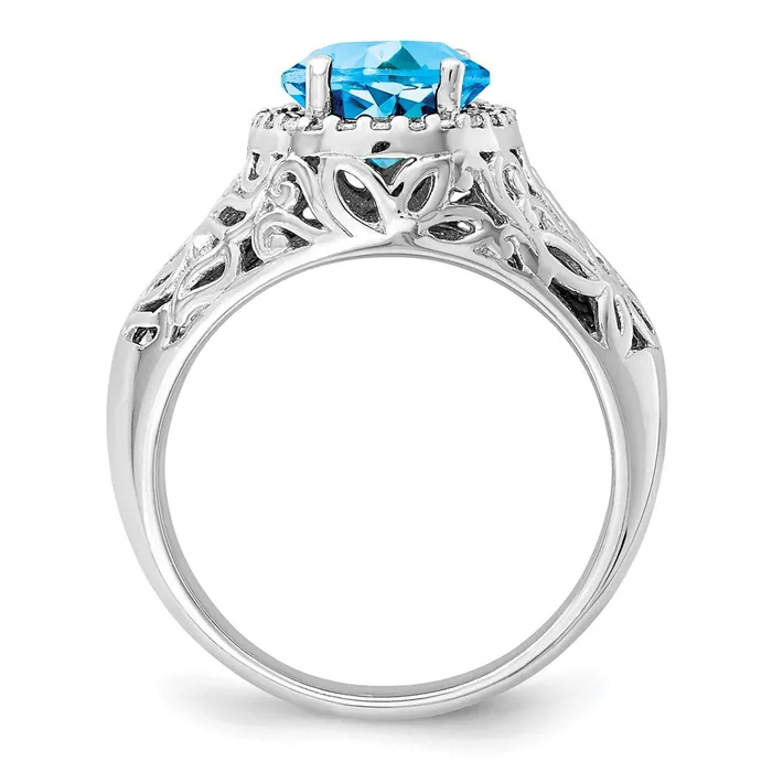 Rings Goldia Sterling Silver Rhodium Swiss Blue Topaz u0026 Diamond Ring