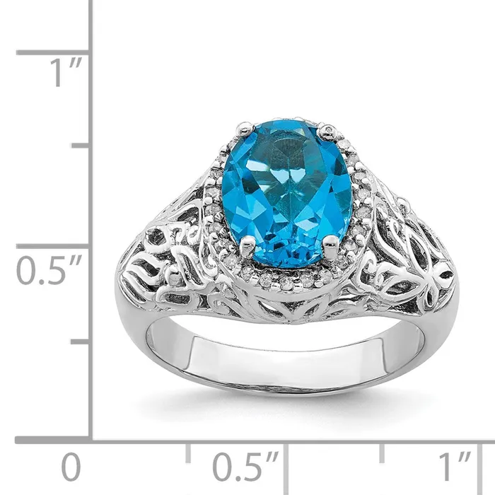 Rings Goldia Sterling Silver Rhodium Swiss Blue Topaz u0026 Diamond Ring