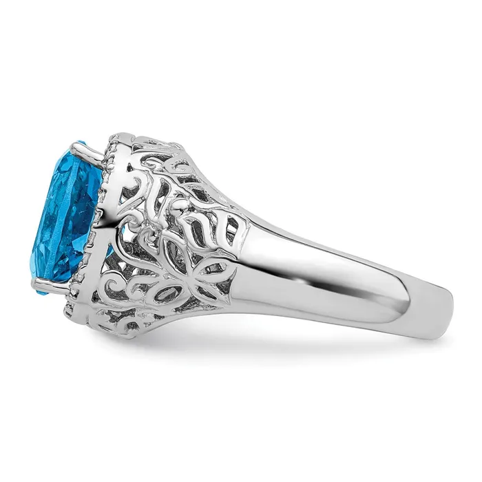 Rings Goldia Sterling Silver Rhodium Swiss Blue Topaz u0026 Diamond Ring