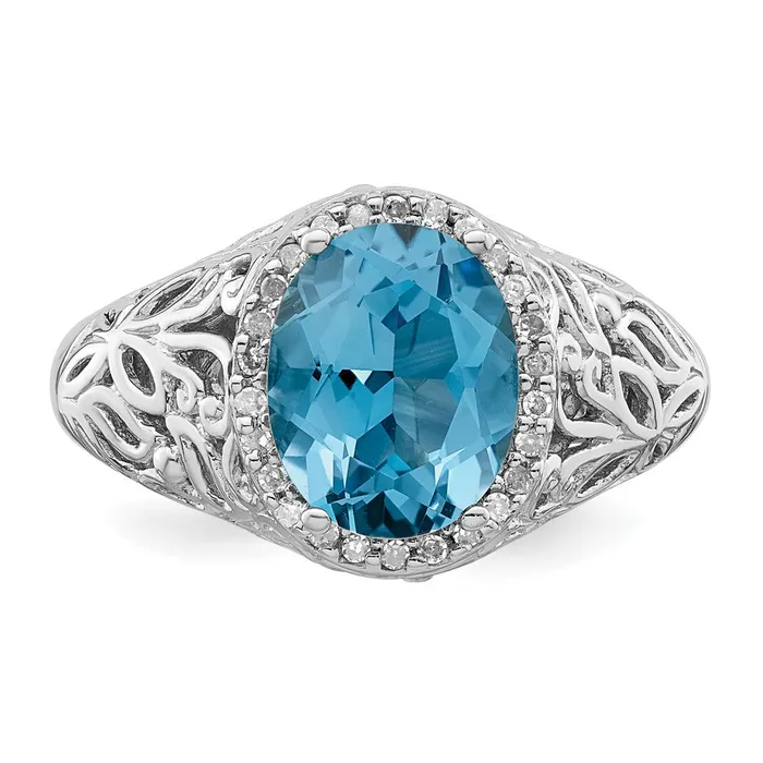 Rings Goldia Sterling Silver Rhodium Swiss Blue Topaz u0026 Diamond Ring