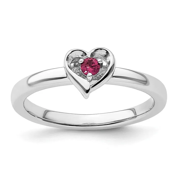 Rings Goldia Sterling Silver Stackable Expressions Created Ruby Heart Ring