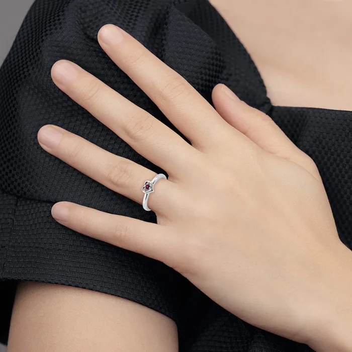Rings Goldia Sterling Silver Stackable Expressions Created Ruby Heart Ring