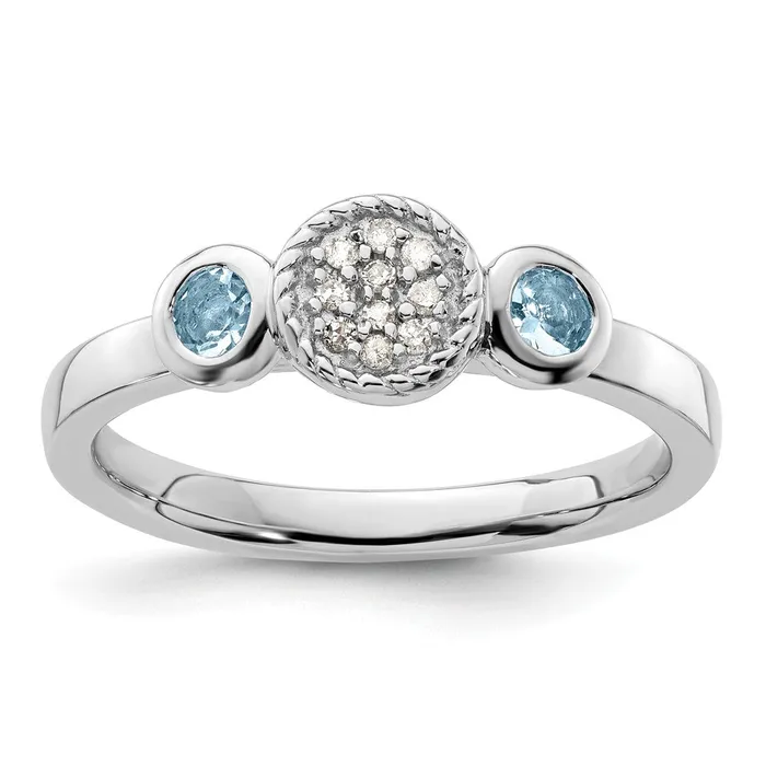 Rings Goldia Sterling Silver Stackable Expressions Dbl Round Aquamarine u0026 Dia Ring