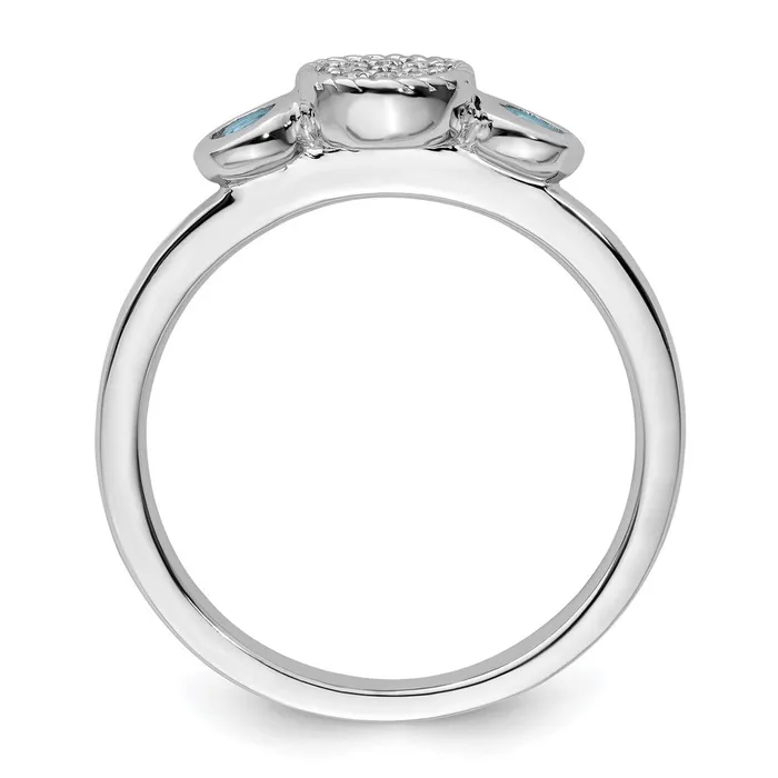 Rings Goldia Sterling Silver Stackable Expressions Dbl Round Aquamarine u0026 Dia Ring