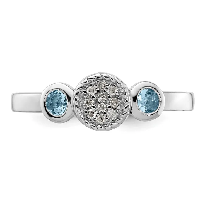 Rings Goldia Sterling Silver Stackable Expressions Dbl Round Aquamarine u0026 Dia Ring