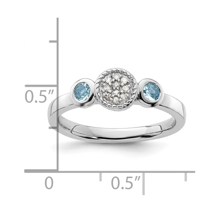 Rings Goldia Sterling Silver Stackable Expressions Dbl Round Aquamarine u0026 Dia Ring