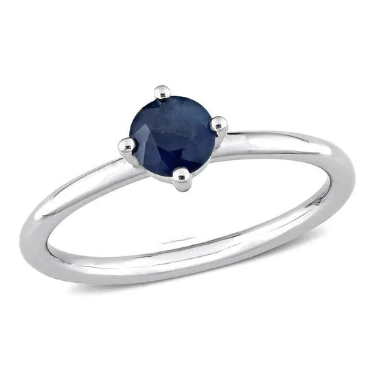 Rings JMS always Original Amour 10k White Gold 58 CT TGW Round Sapphire Stackable Ring Rings JMS always Original Amour 10k White Gold 58 CT TGW Round Sapphire Stackable Ring