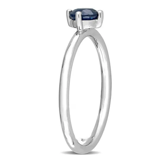Rings JMS always Original Amour 10k White Gold 58 CT TGW Round Sapphire Stackable Ring Rings JMS always Original Amour 10k White Gold 58 CT TGW Round Sapphire Stackable Ring