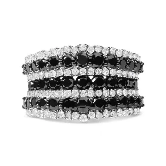 Rings JMS always Original Haus of Brilliance 925 Sterling Silver 1 34 Cttw Treated Black and White Alternating Diamond Multi Row Band Ring Black IJ Color I2I3 Clarity Rings JMS always Original Haus of Brilliance 925 Sterling Silver 1 34 Cttw Treated Black and White Alternating Diamond Multi Row Band Ring Black IJ Color I2I3 Clarity