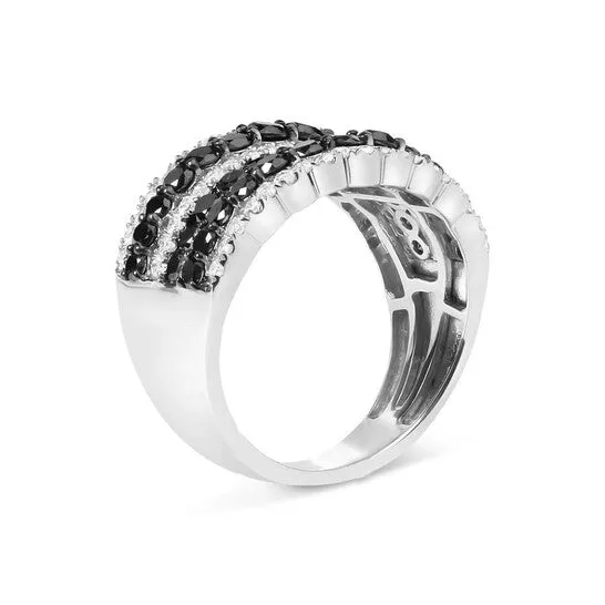 Rings JMS always Original Haus of Brilliance 925 Sterling Silver 1 34 Cttw Treated Black and White Alternating Diamond Multi Row Band Ring Black IJ Color I2I3 Clarity Rings JMS always Original Haus of Brilliance 925 Sterling Silver 1 34 Cttw Treated Black and White Alternating Diamond Multi Row Band Ring Black IJ Color I2I3 Clarity
