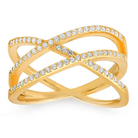 Rings JMS always Original Kylie Harper 14k Yellow Gold Over Silver CrissCross CZ Ring Rings JMS always Original Kylie Harper 14k Yellow Gold Over Silver CrissCross CZ Ring