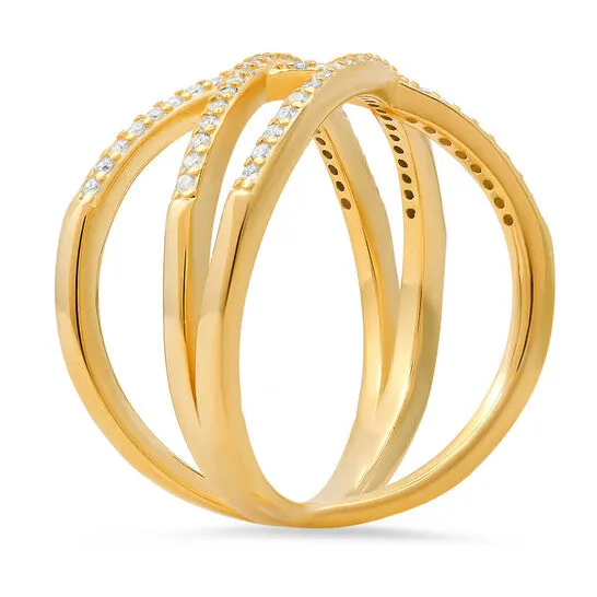 Rings JMS always Original Kylie Harper 14k Yellow Gold Over Silver CrissCross CZ Ring Rings JMS always Original Kylie Harper 14k Yellow Gold Over Silver CrissCross CZ Ring