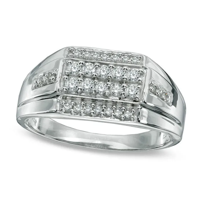 Rings Mens 050 CT TW Natural Diamond Ring in Solid 10K White Gold Goldia Rings Mens 050 CT TW Natural Diamond Ring in Solid 10K White Gold Goldia