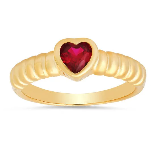 Rings Original Kylie Harper 14k Yellow Gold Over Silver Bezelset Heart Ruby CZ Ring JMS always Rings Original Kylie Harper 14k Yellow Gold Over Silver Bezelset Heart Ruby CZ Ring JMS always