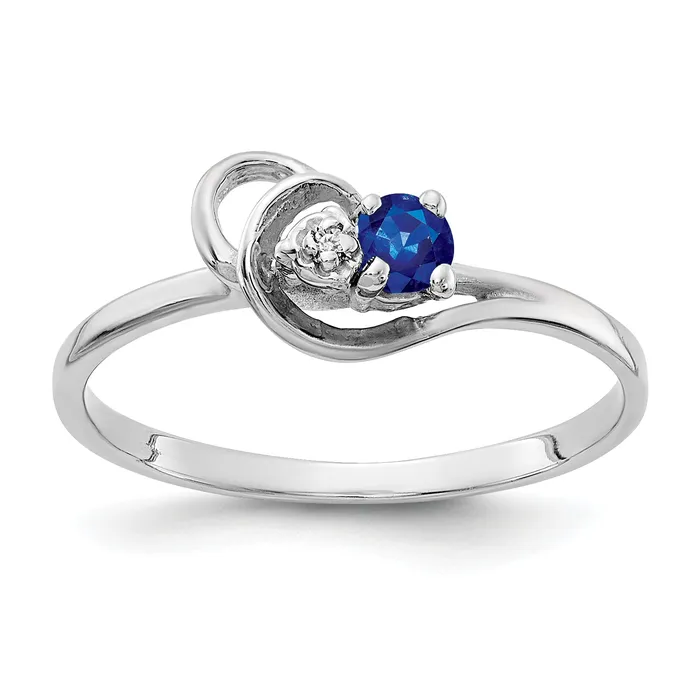 Rings Solid 14k White Gold 3mm Simulated Sapphire AA CZ Ring Goldia