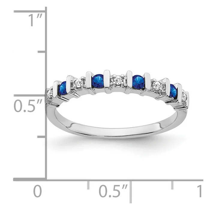 Rings Solid 14k White Gold Simulated Sapphire and CZ Band Goldia