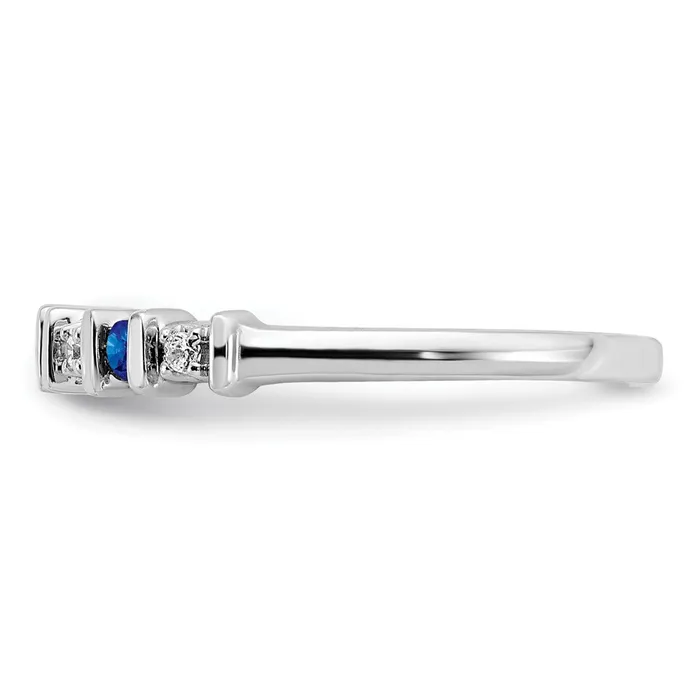 Rings Solid 14k White Gold Simulated Sapphire and CZ Band Goldia