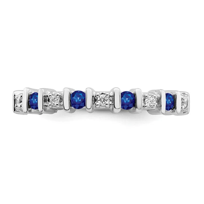 Rings Solid 14k White Gold Simulated Sapphire and CZ Band Goldia