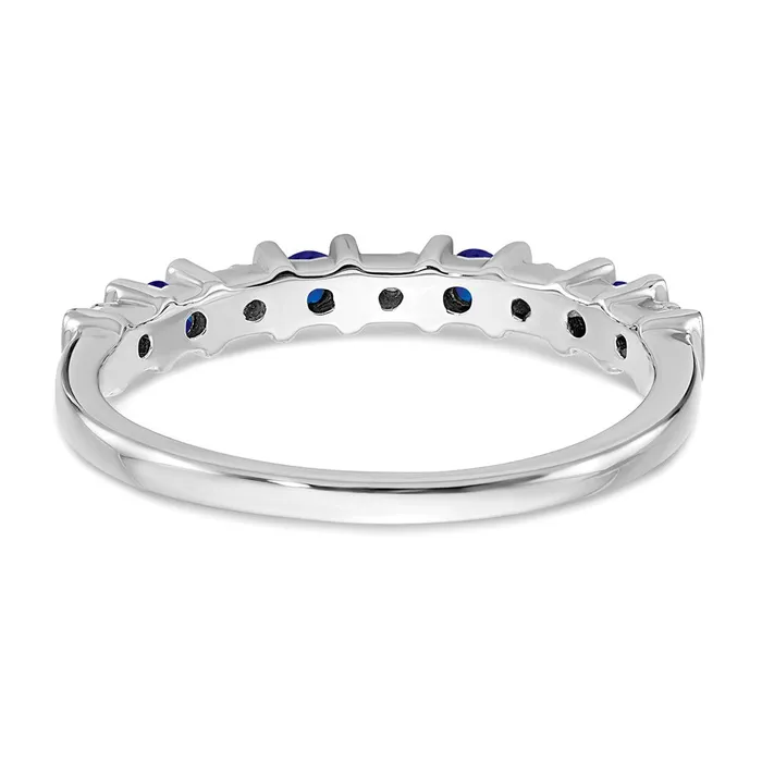 Rings Solid 14k White Gold Simulated Sapphire and CZ Band Goldia