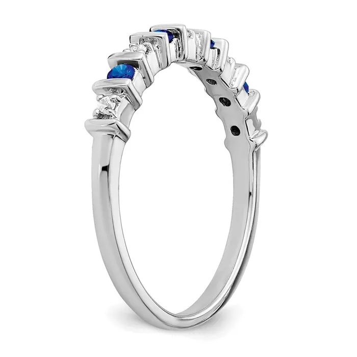 Rings Solid 14k White Gold Simulated Sapphire and CZ Band Goldia