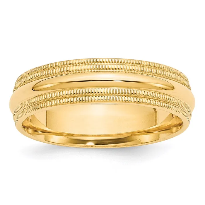 Rings Solid 14K Yellow Gold 6mm Double Milgrain Comfort Fit MensWomens Wedding Band Ring Size 125 Goldia Rings Solid 14K Yellow Gold 6mm Double Milgrain Comfort Fit MensWomens Wedding Band Ring Size 125 Goldia