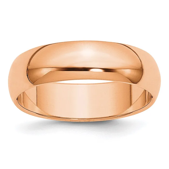 Rings Solid 18K Yellow Gold Rose Gold 6mm Half Round MensWomens Wedding Band Ring Size 135 Goldia