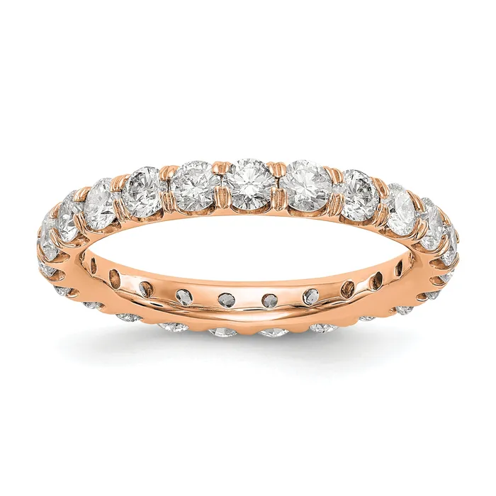 Rings Solid Real 14k Rose Gold Polished U Shared Prong 2ct CZ Eternity Wedding Band Ring Goldia Rings Solid Real 14k Rose Gold Polished U Shared Prong 2ct CZ Eternity Wedding Band Ring Goldia