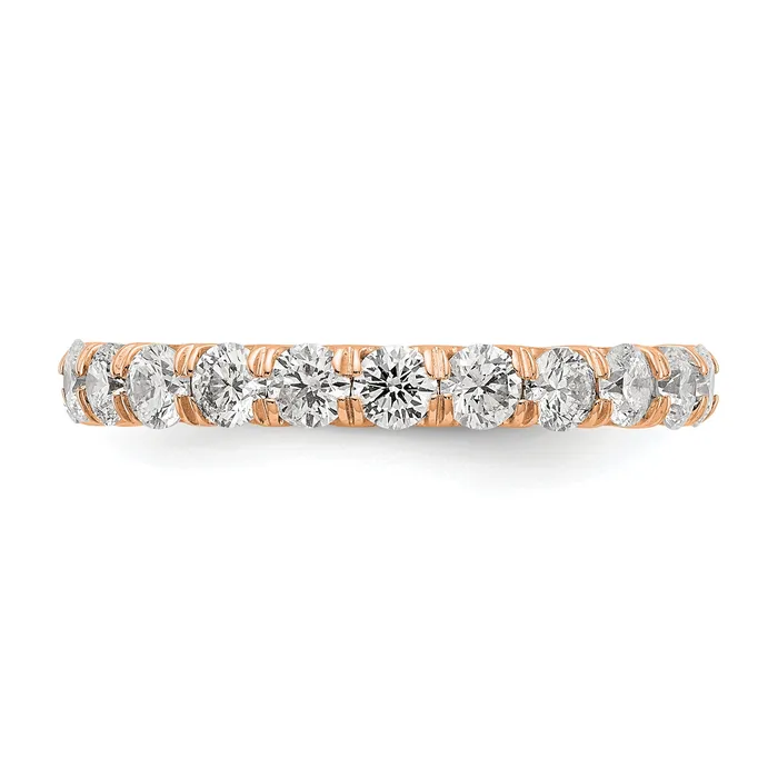 Rings Solid Real 14k Rose Gold Polished U Shared Prong 2ct CZ Eternity Wedding Band Ring Goldia