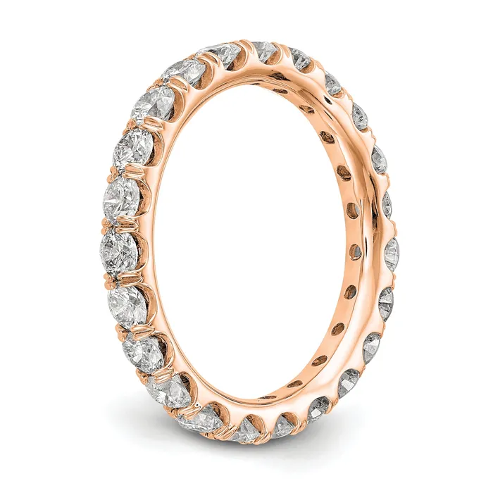Rings Solid Real 14k Rose Gold Polished U Shared Prong 2ct CZ Eternity Wedding Band Ring Goldia