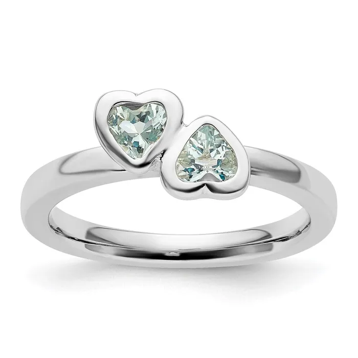 Rings Sterling Silver Stackable Expressions Aquamarine Double Heart Ring Goldia Rings Sterling Silver Stackable Expressions Aquamarine Double Heart Ring Goldia