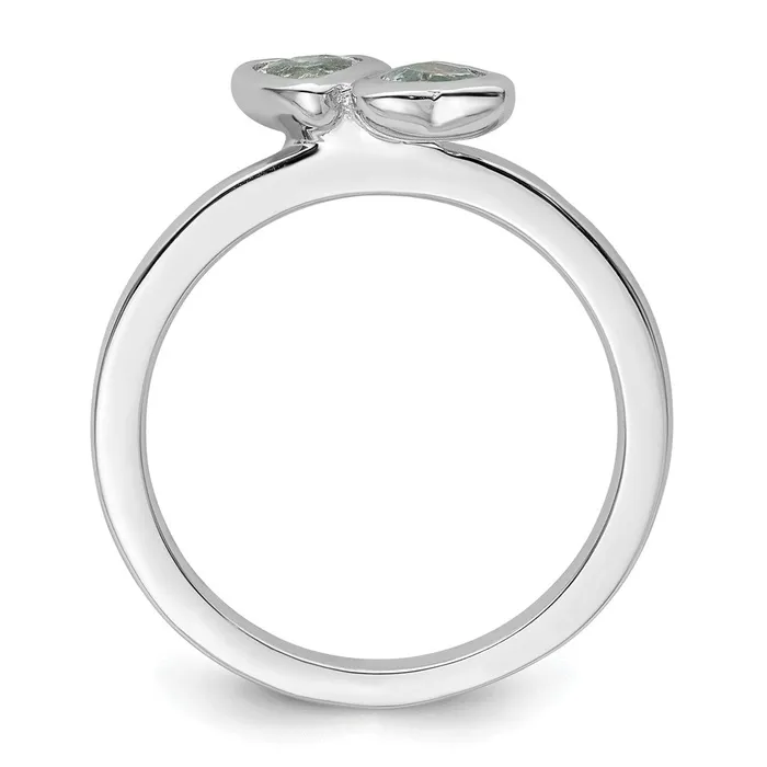 Rings Sterling Silver Stackable Expressions Aquamarine Double Heart Ring Goldia