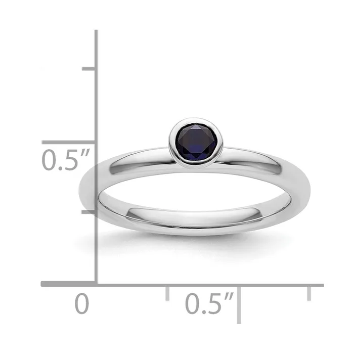 Rings Sterling Silver Stackable Expressions High 4mm Round Cr Sapphire Ring Goldia