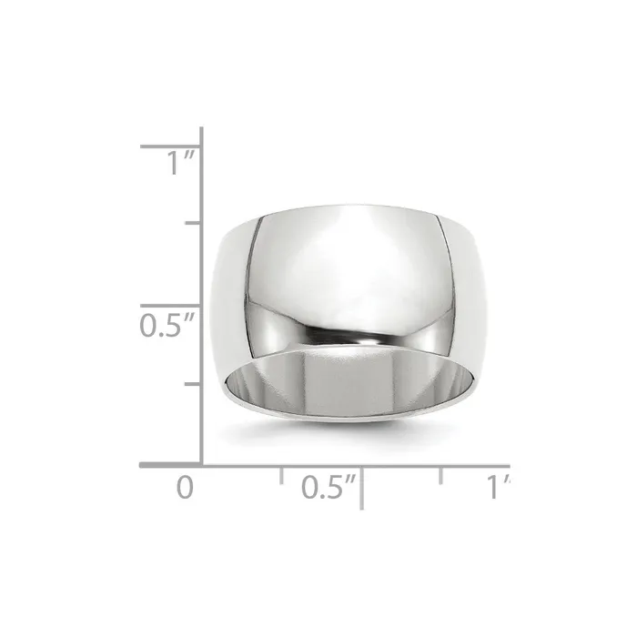 Solid 10K White Gold 12mm Half Round MensWomens Wedding Band Ring Size 45 Goldia Rings Solid 10K White Gold 12mm Half Round MensWomens Wedding Band Ring Size 45 Goldia Rings