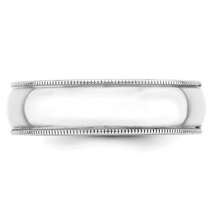 Solid 10K White Gold 6mm Light Weight Milgrain Half Round MensWomens Wedding Band Ring Size 7 Goldia Rings Solid 10K White Gold 6mm Light Weight Milgrain Half Round MensWomens Wedding Band Ring Size 7 Goldia Rings