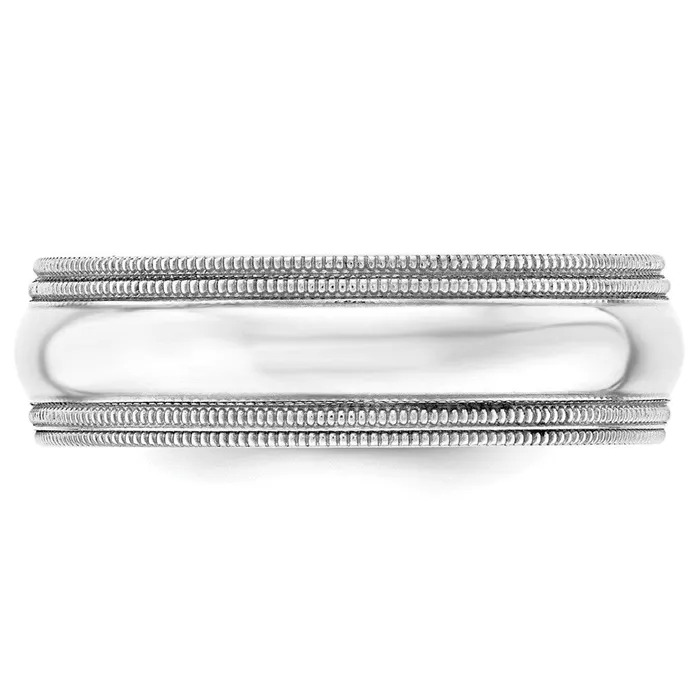 Solid 10K White Gold 7mm Double Milgrain Comfort Fit MensWomens Wedding Band Ring Size 65 Goldia Rings Solid 10K White Gold 7mm Double Milgrain Comfort Fit MensWomens Wedding Band Ring Size 65 Goldia Rings