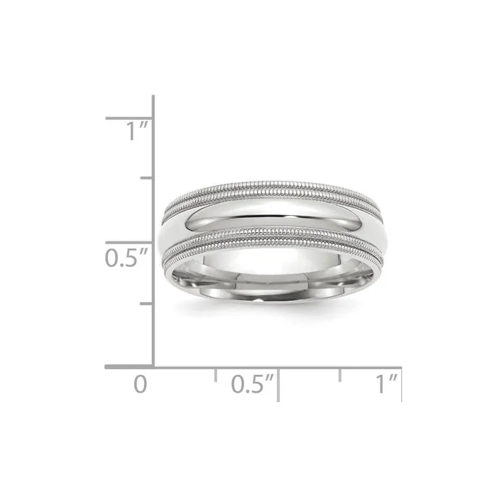 Solid 10K White Gold 7mm Double Milgrain Comfort Fit MensWomens Wedding Band Ring Size 65 Goldia Rings Solid 10K White Gold 7mm Double Milgrain Comfort Fit MensWomens Wedding Band Ring Size 65 Goldia Rings