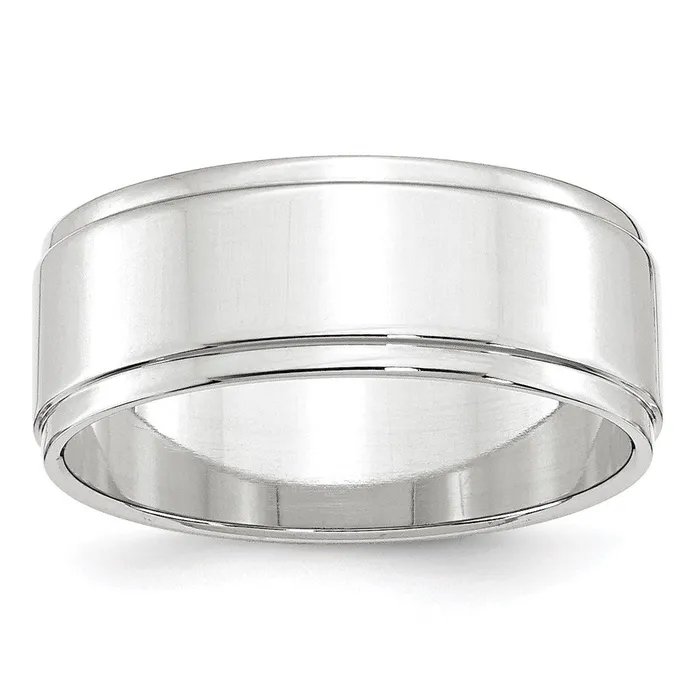 Solid 10K White Gold 8mm Flat with Step Edge MensWomens Wedding Band Ring Size 4 Goldia Rings Solid 10K White Gold 8mm Flat with Step Edge MensWomens Wedding Band Ring Size 4 Goldia Rings