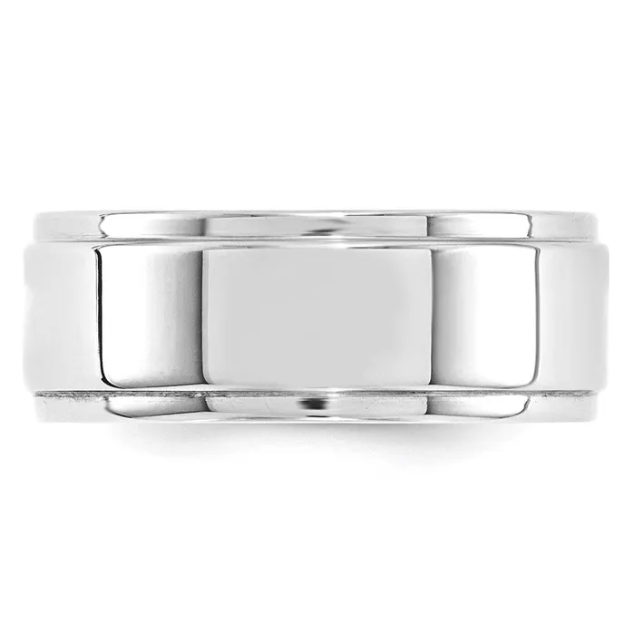 Solid 10K White Gold 8mm Flat with Step Edge MensWomens Wedding Band Ring Size 4 Goldia Rings Solid 10K White Gold 8mm Flat with Step Edge MensWomens Wedding Band Ring Size 4 Goldia Rings