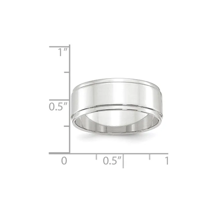 Solid 10K White Gold 8mm Flat with Step Edge MensWomens Wedding Band Ring Size 4 Goldia Rings Solid 10K White Gold 8mm Flat with Step Edge MensWomens Wedding Band Ring Size 4 Goldia Rings