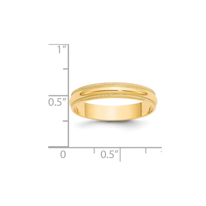 Solid 10K Yellow Gold 4mm Light Weight Milgrain Half Round MensWomens Wedding Band Ring Size 12 Goldia Rings Solid 10K Yellow Gold 4mm Light Weight Milgrain Half Round MensWomens Wedding Band Ring Size 12 Goldia Rings