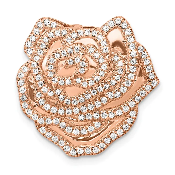 Solid 14k Rose Gold 12ct Simulated CZ Fancy Flower Chain Slide Goldia Earrings Solid 14k Rose Gold 12ct Simulated CZ Fancy Flower Chain Slide Goldia Earrings